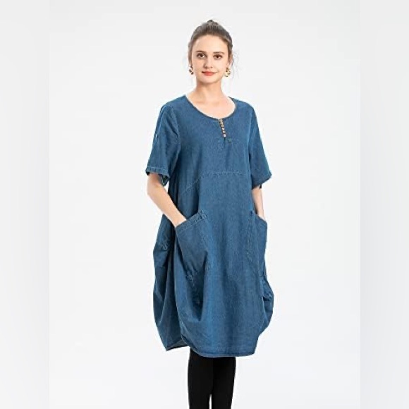 Amazon Blue Denim Tunic Dress - Picture 2 of 16